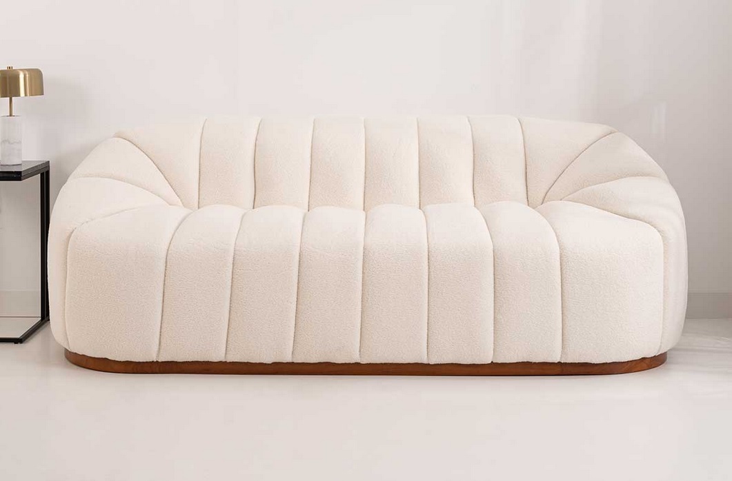 Sofa Hygge boucle blanco 3 plazas 216 cm