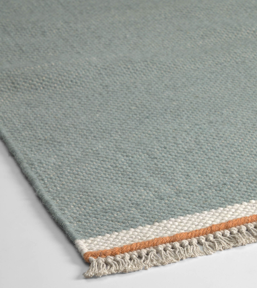 Alfombra de lana y algodón color azul 60x90 cm