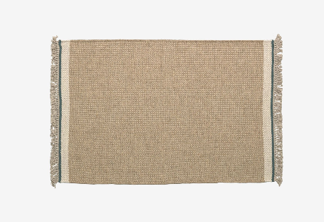 Alfombra de lana y algodón color beige 60x90 cm