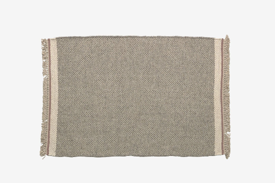 Alfombra de lana y algodón color gris 60x90 cm