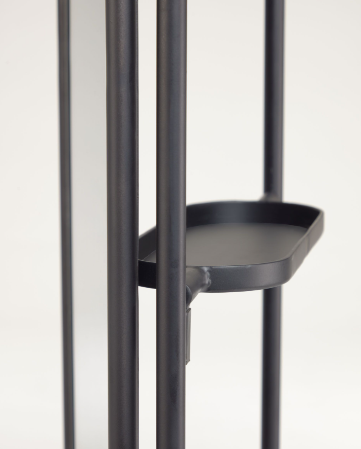 Biombo con espejo metal negro 82x183 cm