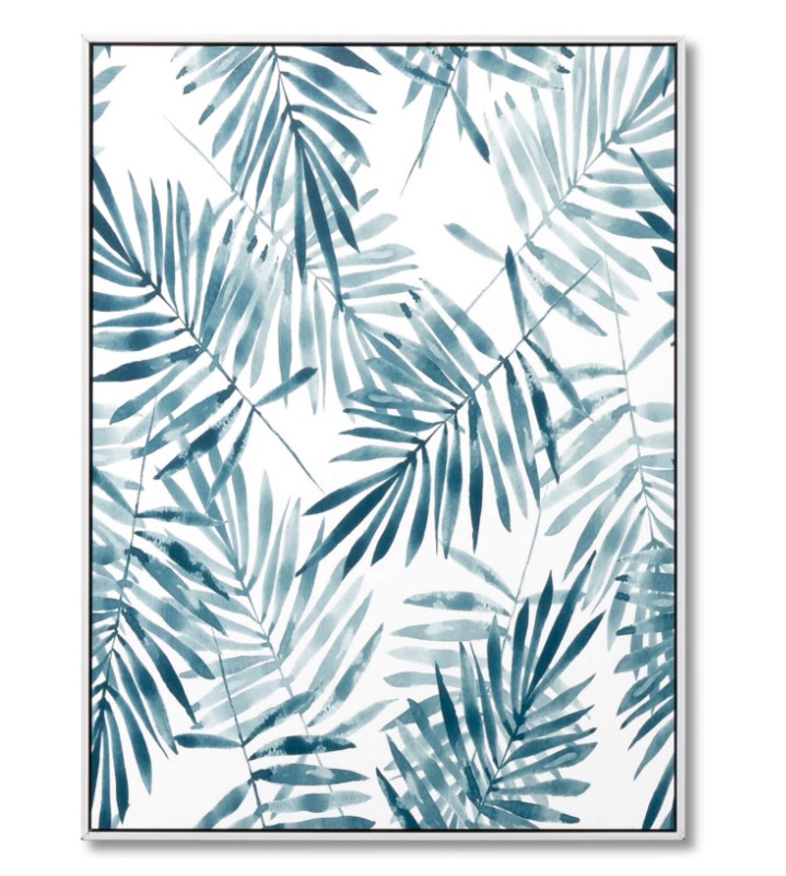 Cuadro Blue Palm blanco 60x80 cm