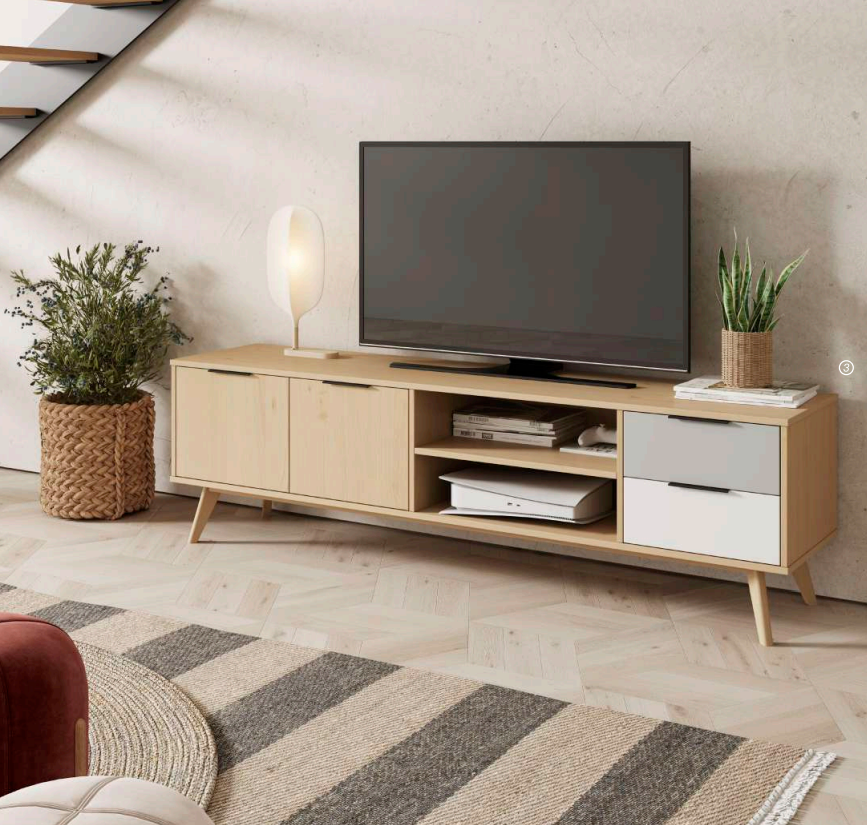 Mueble TV Elfa madera de pino roble gris 140x40cm