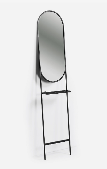 Espejo con estante Lira de acero negro 41x184 cm