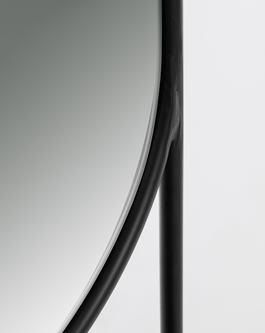 Espejo con estante Lira de acero negro 41x184 cm