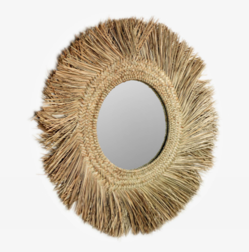 Espejo redondo Mendong de fibras naturales 72 cm