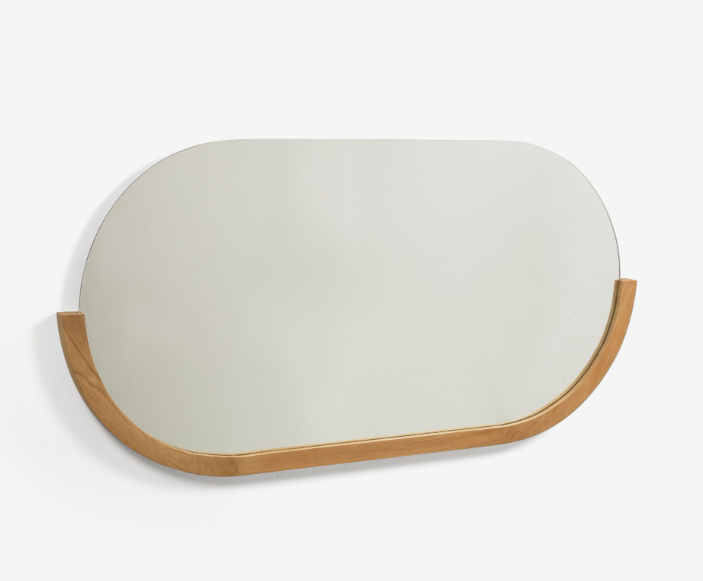 Espejo de madera maciza de teca acabado natural 90x55cm