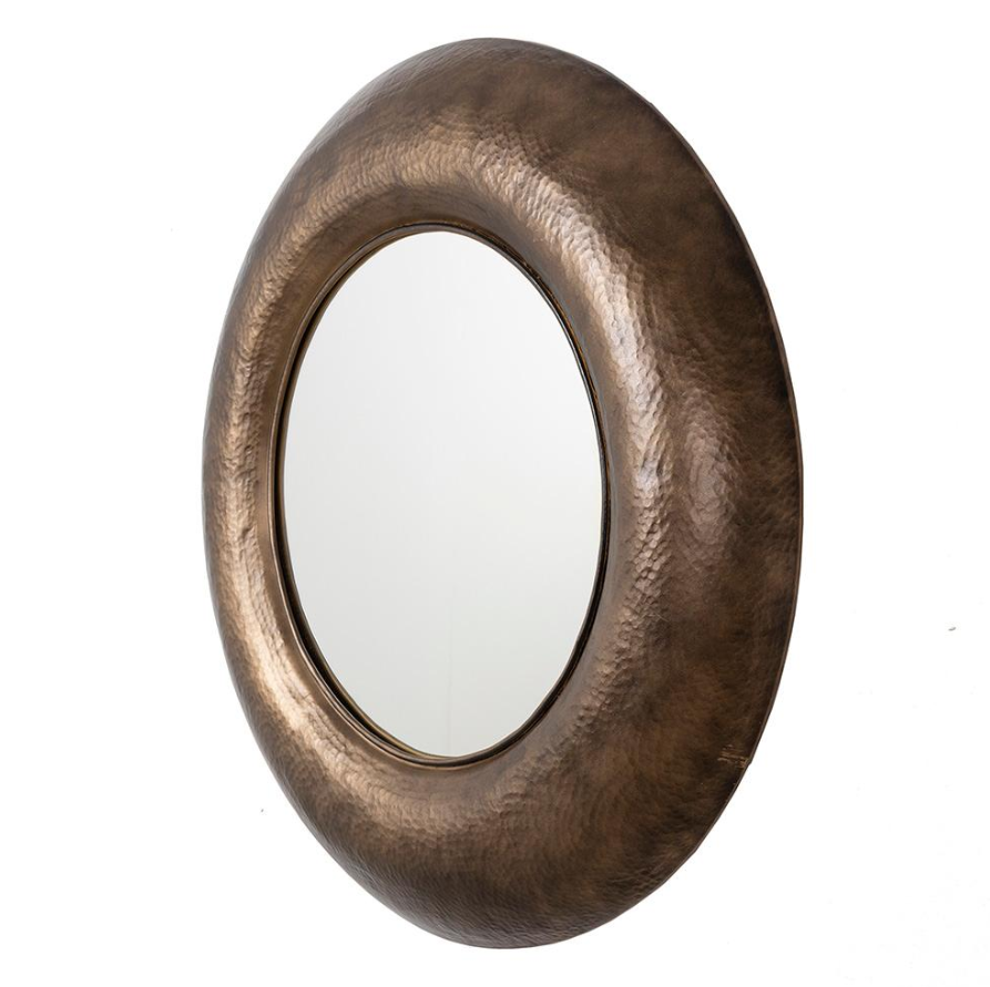 Espejo redondo metal cobre martilleado 86cm