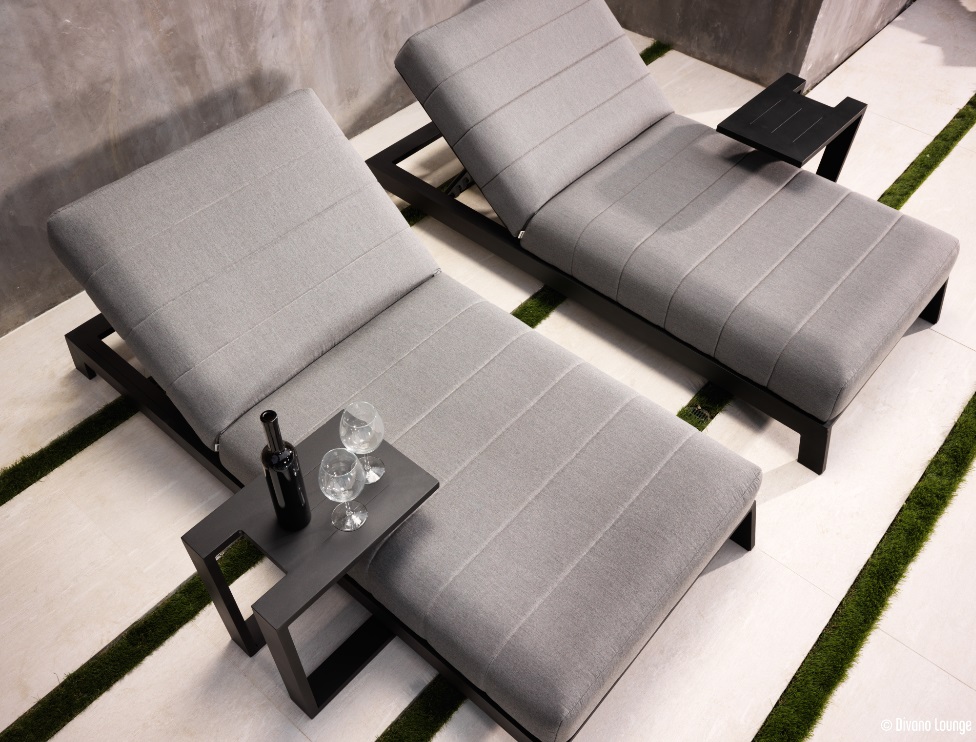KEA tumbona terraza lounge tapizado nautico gris aluminio negro divano  lounge - www.regaldekor.com