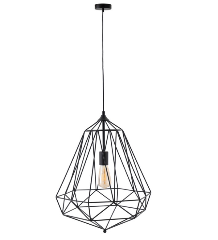 Lámpara Tirig de diseño trapezoidal en varilla metálica negra