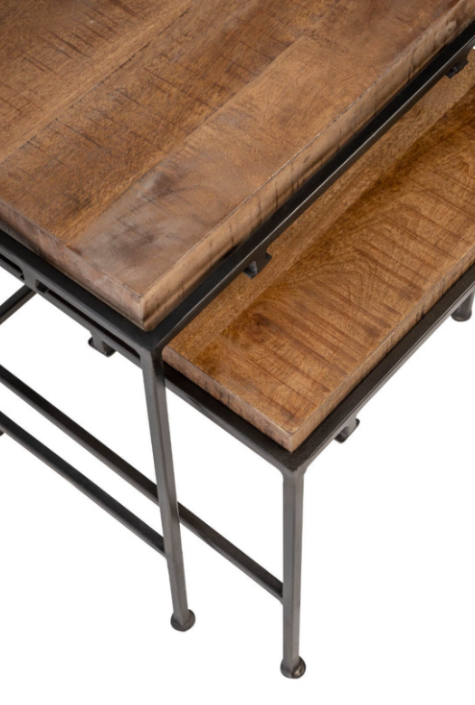 Set mesa auxiliar Zaid madera de mango 50/43cm