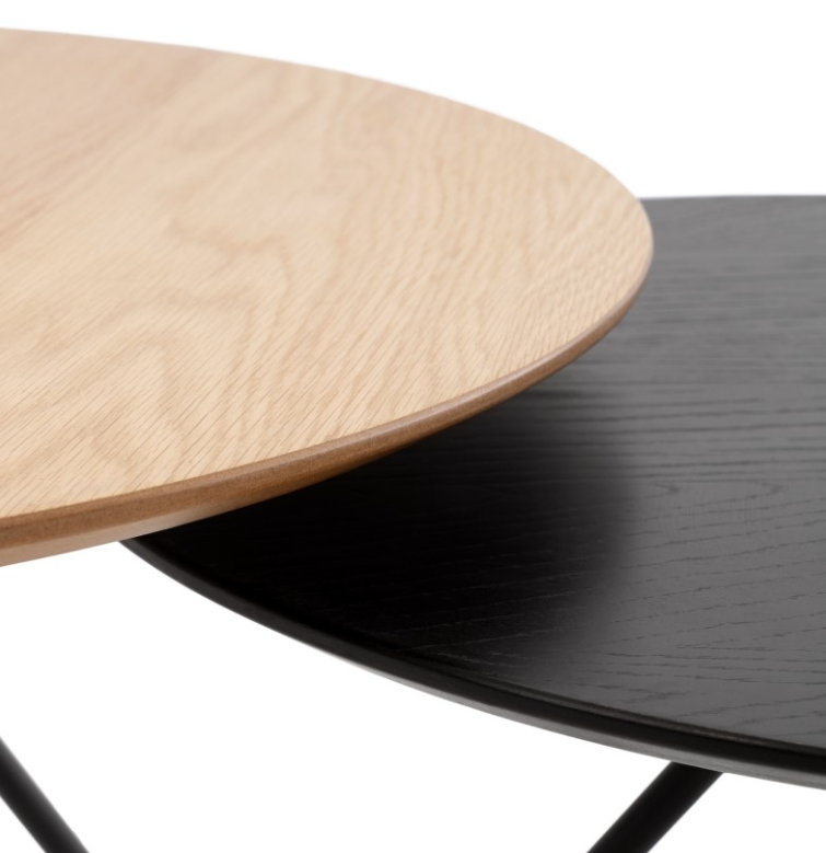 Mesa de centro Brian madera de roble tintada negra 60 cm