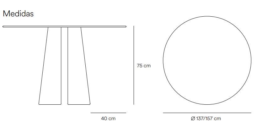Cep mesa redonda comedor fresno negro 157 cm