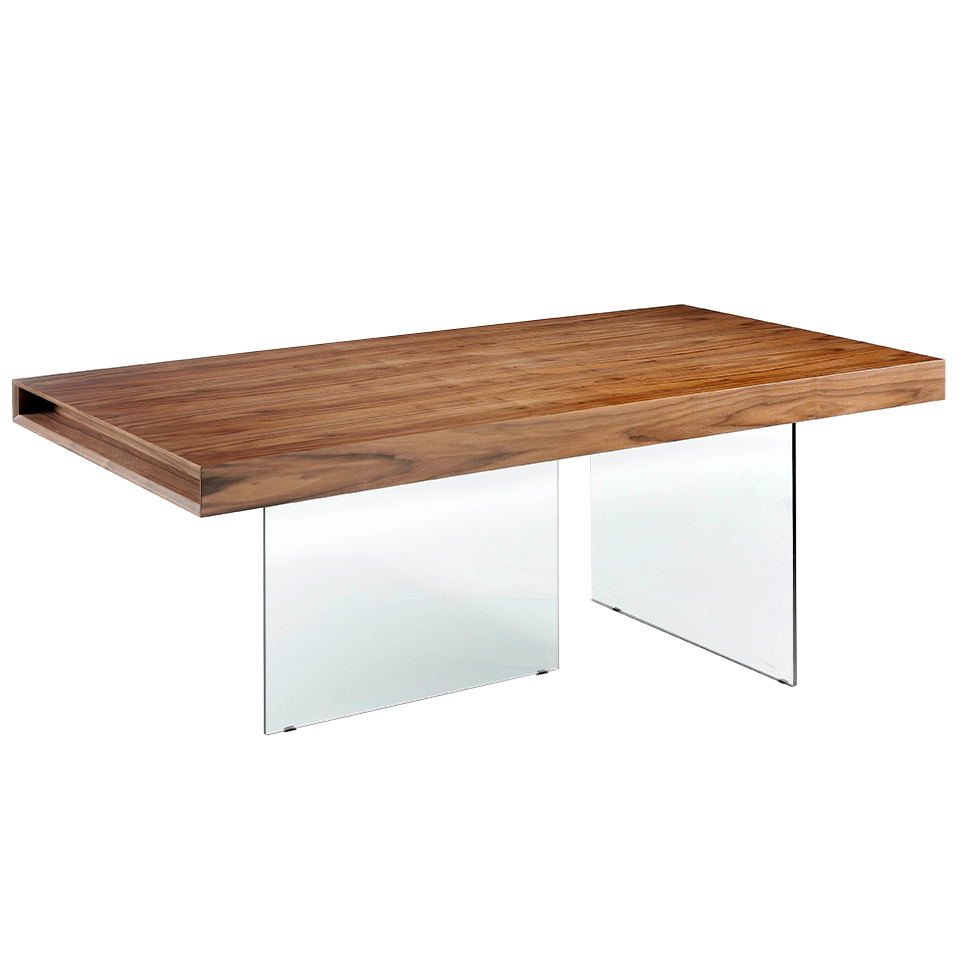 Mesa comedor de madera  y patas de cristal templado 200x75cm