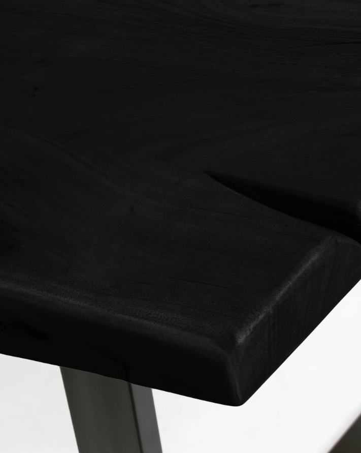 Mesa de comedor wave madera acacia negro metal 180x90cm