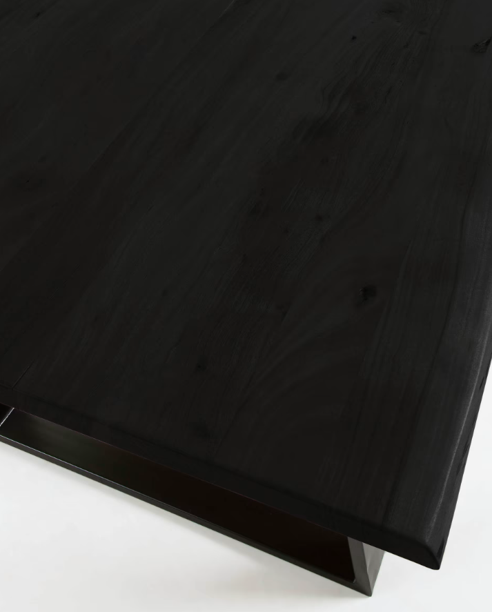 Mesa de comedor wave madera acacia negro metal 180x90cm