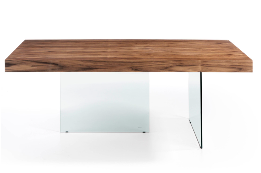 Mesa de comedor Vittoria madera nogal y cristal templado 200x100cm