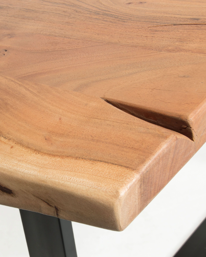 Mesa de comedor wave madera acacia natural metal