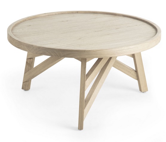 Mesa de centro madera natural redonda 80