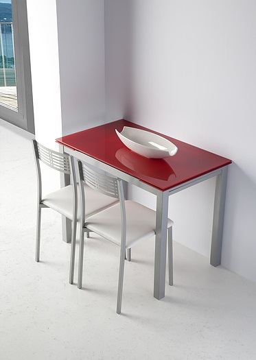 Conjunto de Mesa de Cocina Extensible + 4 sillas - 100/140 x 60 x 76 cm.  (Negro - Blanco)