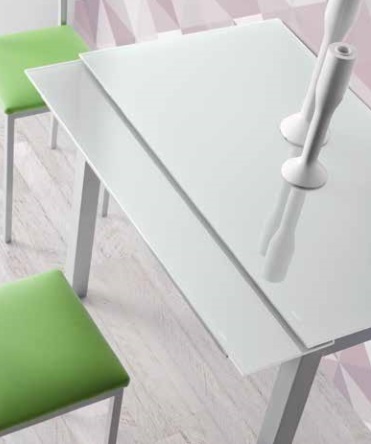 Mesa de cocina extensible praga cristal blanco