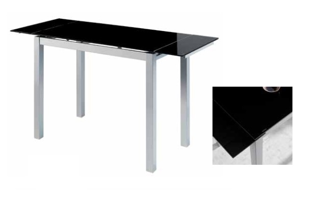 Mesa de cocina extensible Porto cristal negro