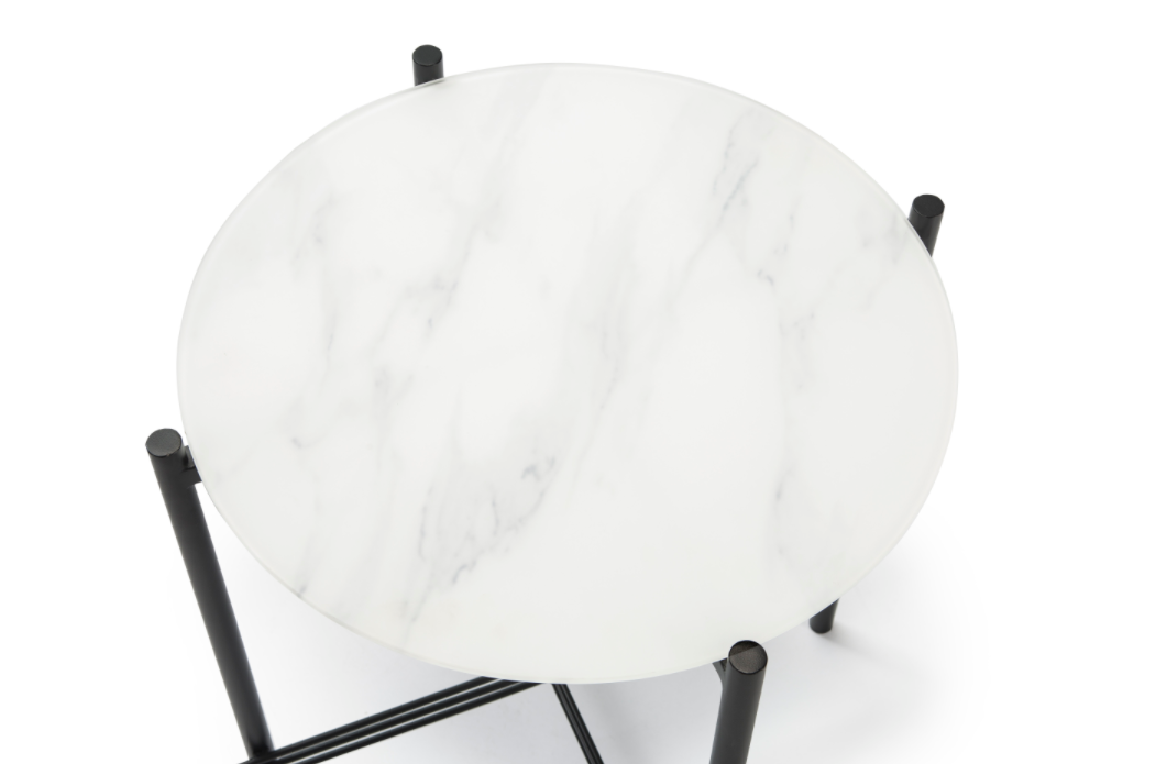 Mesa rincon Kendall cristal marmol blanco 47x47 cm