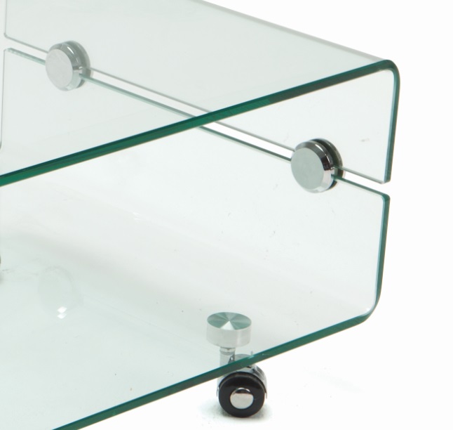 Mesa de centro de cristal con ruedas 100x50