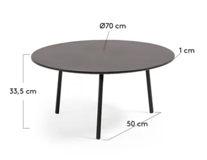 Mesa de centro Marcel cemento patas de acero 70 cm