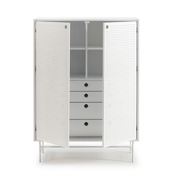 Mueble aparador alto industrial Punto metal blanco 150x93 cm