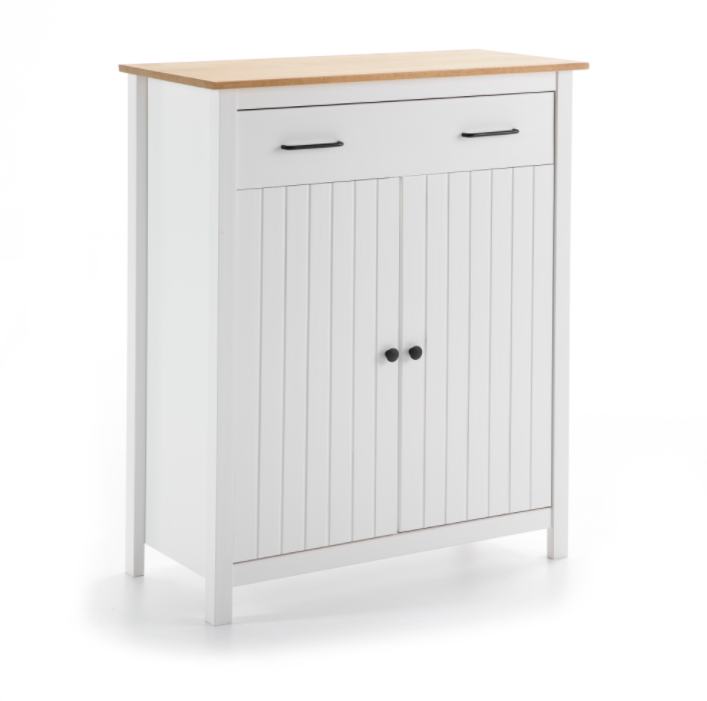 Mueble auxiliar blanco y madera 90x45x135cm - Muebles Chaflan