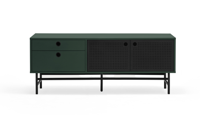Mueble TV industrial Punto metal verde 140 cm 2P2C