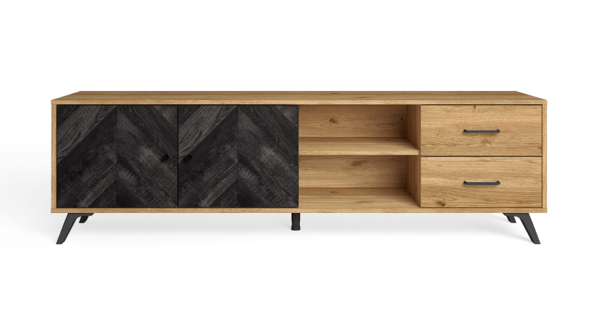 Mueble TV Delta en madera natural y serigrafia 180x40cm