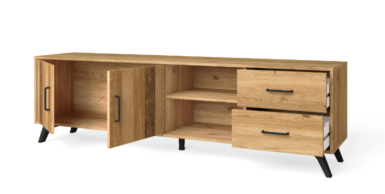Mueble TV nordic en madera natual serigrafia 180x40cm