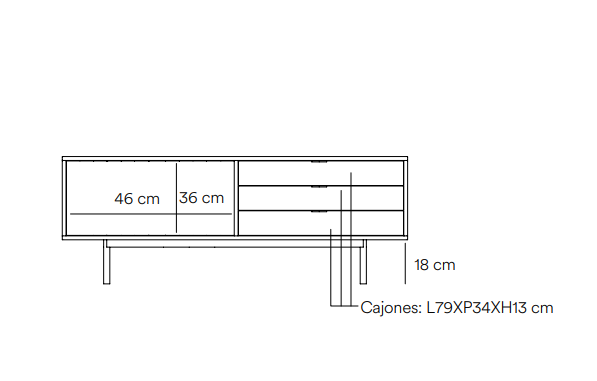Mueble TV sierra blanco roble 140 cm