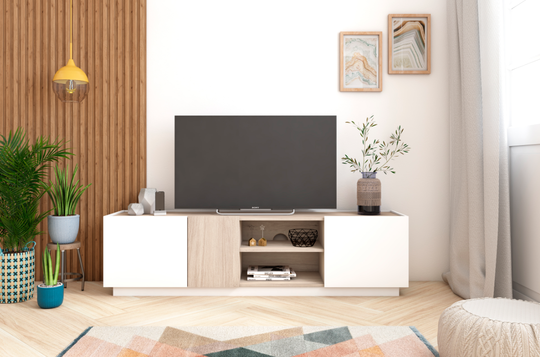 Mueble TV Udine en color blanco y sahara 180x42cm