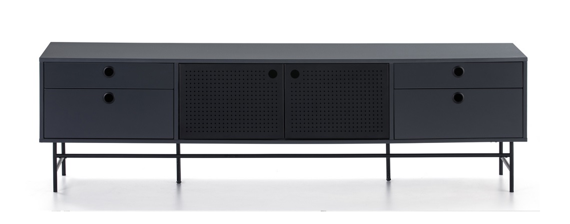 Mueble TV industrial Punto metal negro azul oscuro 180 cm