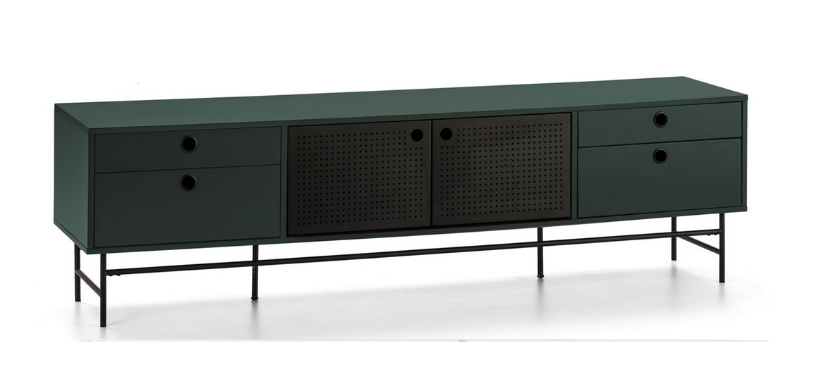 Mueble TV industrial Punto metal verde 180 cm
