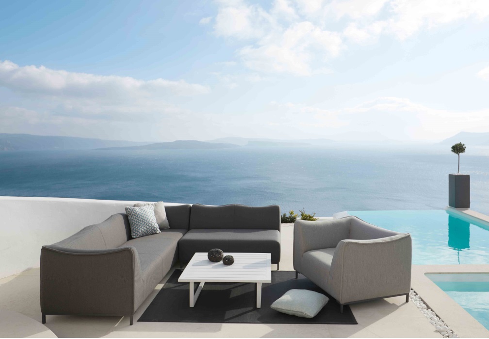 Naxos Sofa 2 plazas terraza lounge tapizado gris