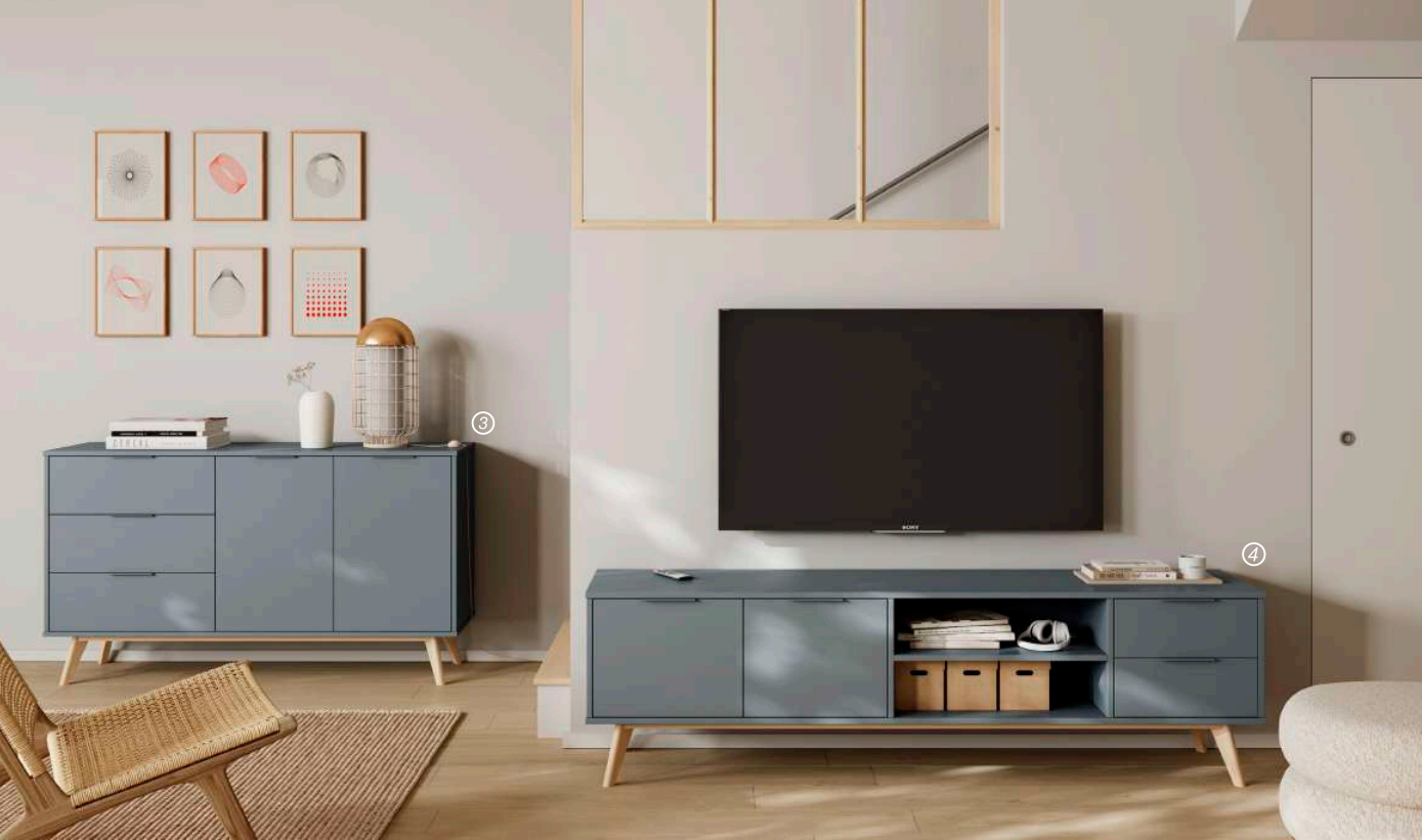 Mueble TV Lavis madera de pino verde kaki 140x52cm