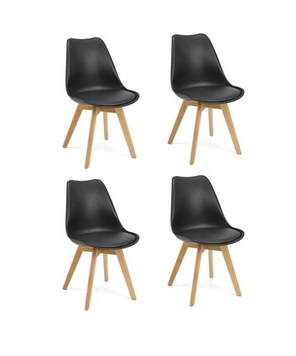 Set 4 sillas polar negras 48,5x56x82,5cm