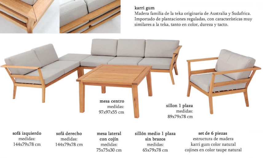 Set Hanna sofa de terraza madera natural