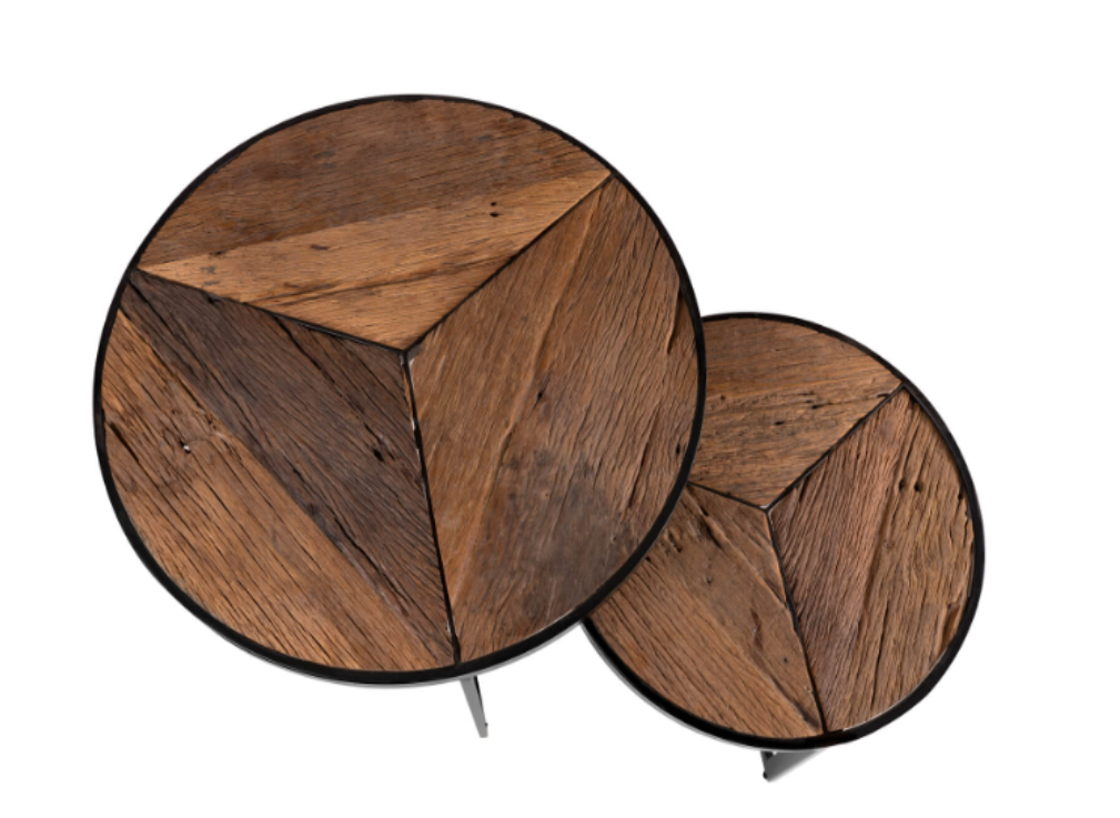 Set mesas de centro Kian madera y hierro 70 y 50cm