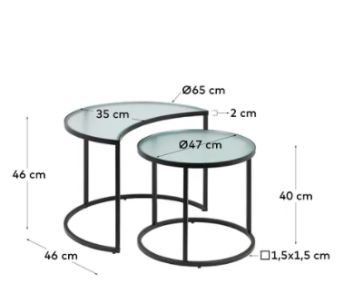 Set mesas Foreo cristal templado acabado negro