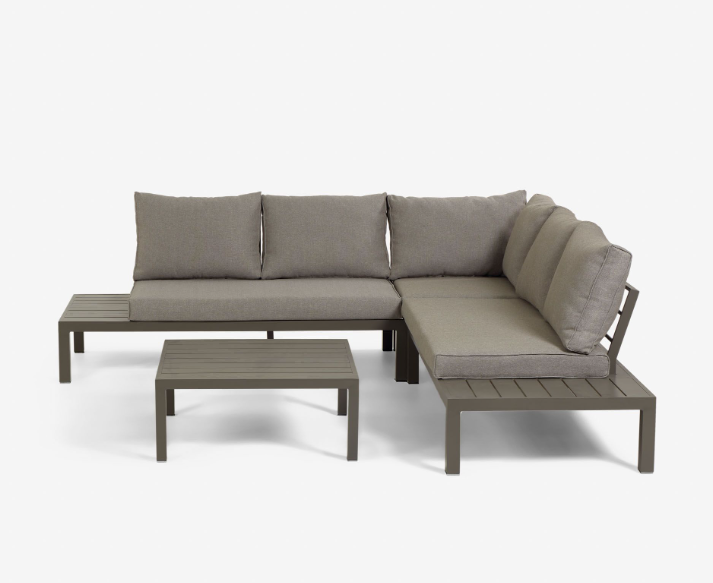Set de exterior Salamandra de sofá rinconero 5 plazas y mesa de aluminio marron