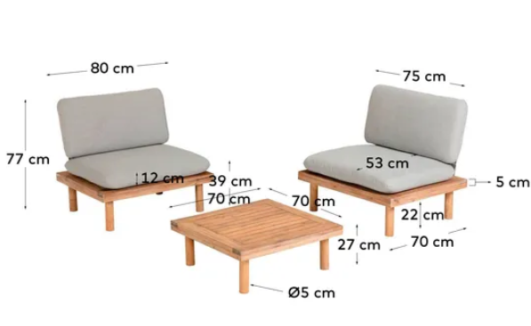 Set Santorini de 2 sillones y 1 mesa
