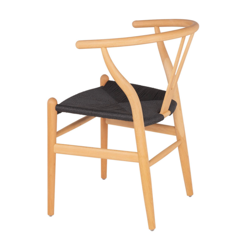 Silla Ada de madera natural y asiento negro