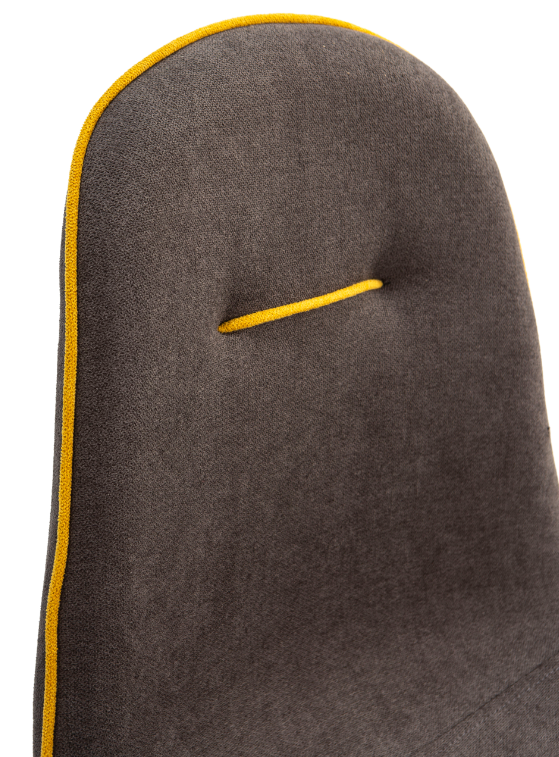 Silla de diseño NENA tela gris mostaza patas metal