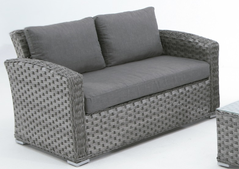 Sofa rattan gris Lura dos plazas