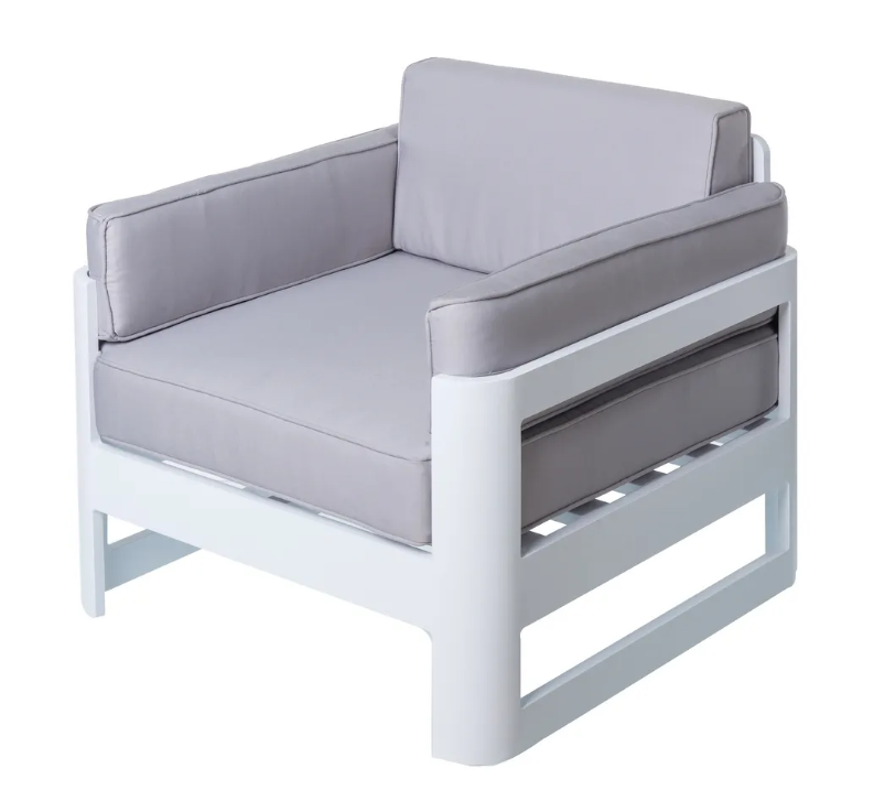 Sofa 1 plaza Aisha aluminio blanco